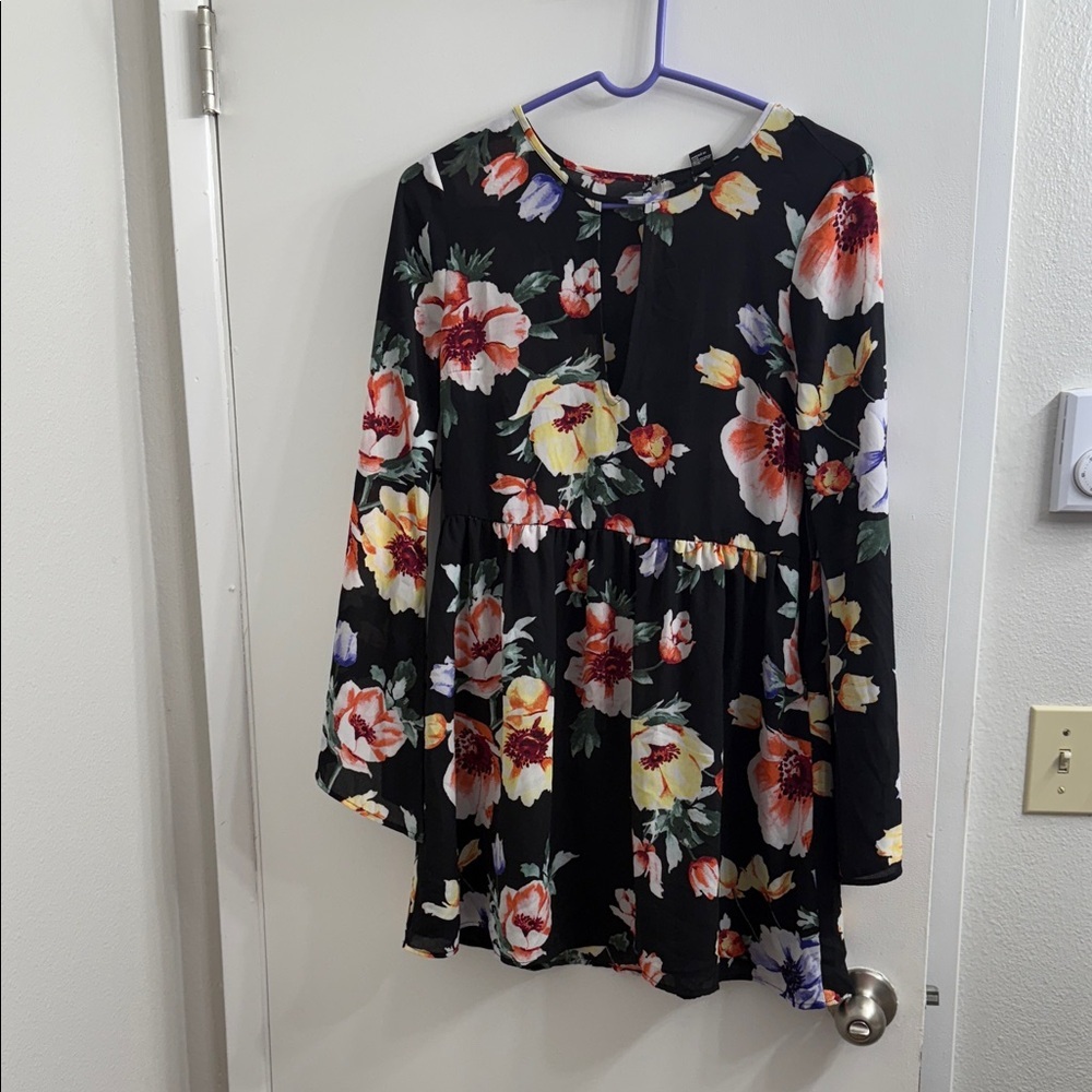 Forever 21 Black Floral Midi Dress